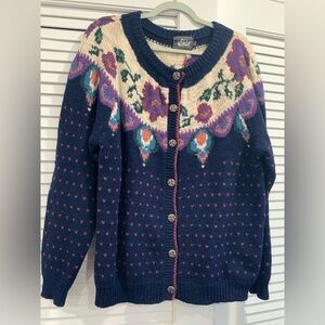 VTG Woolrich Women floral 100%wool sweater granolagirl cottage/grandma core LRG